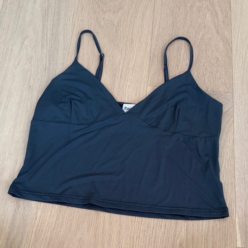 Princess Polly Charcoal Spaghetti Strap Crop Top